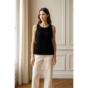 Laura Ashley Black Ruffle Sleeveless Top Blouse‎ large Layered Whimsigoth Witchy